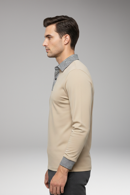 Men's Polo Shirt Contrasting Collar Cotton