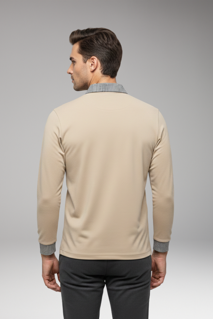 Men's Polo Shirt Contrasting Collar Cotton