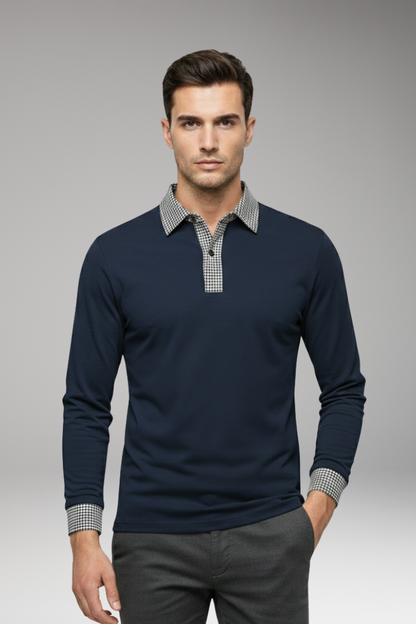 Men's Polo Shirt Contrasting Collar Cotton