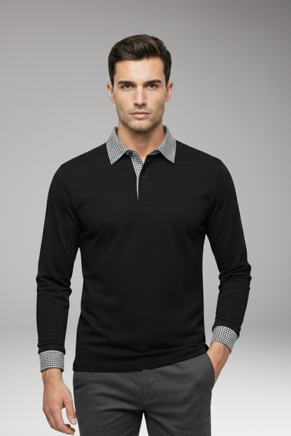 Men's Polo Shirt Contrasting Collar Cotton
