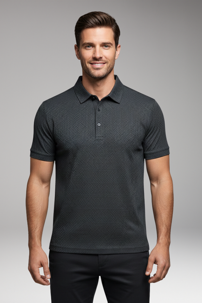 Men's Short Sleeve Polo Shirt Button Neckline