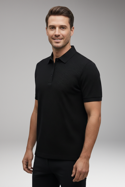 Men's Short Sleeve Polo Shirt Button Neckline