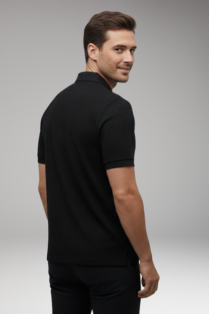 Men's Short Sleeve Polo Shirt Button Neckline
