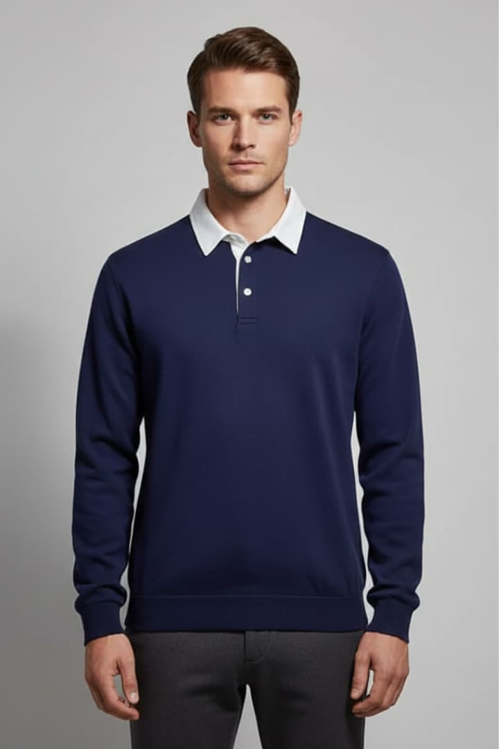 Men's Polo Sweater Long Sleeve