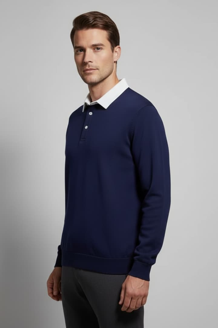 Men's Polo Sweater Long Sleeve