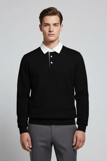 Men's Polo Sweater Long Sleeve