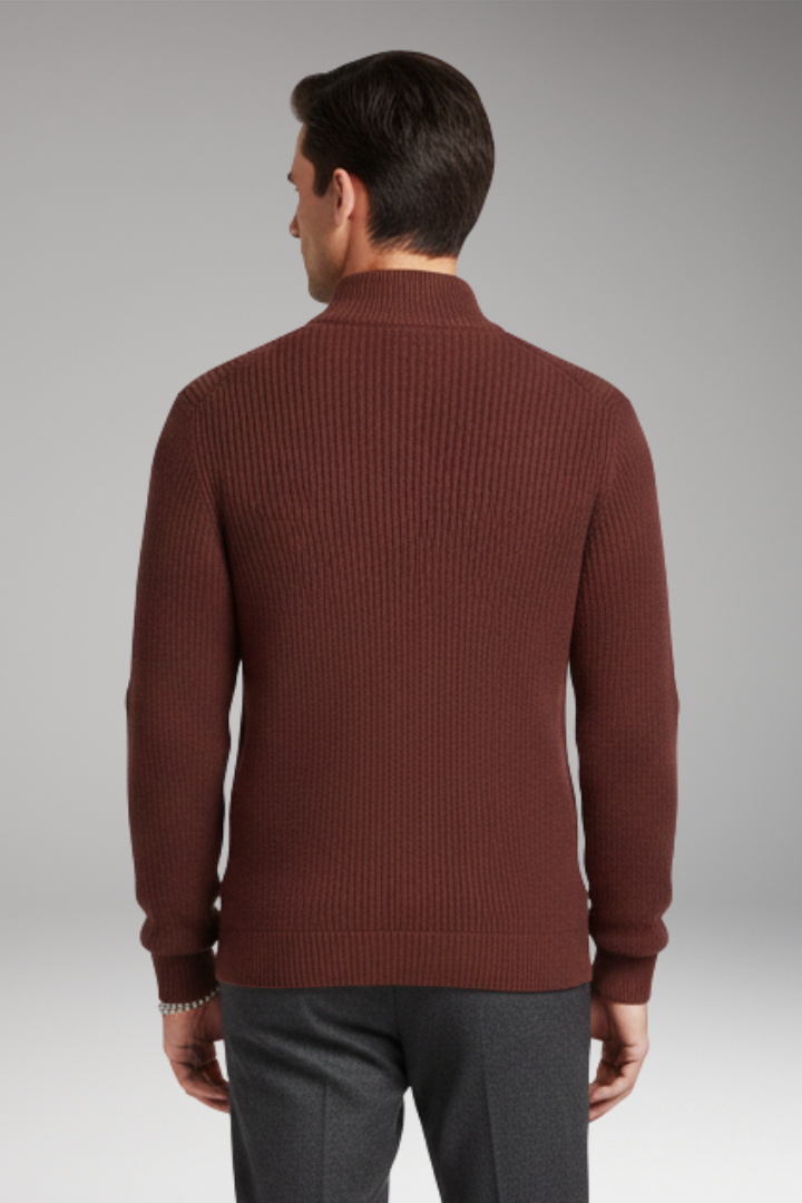 Men's Pullover Half-Zip Ribbed Sweater