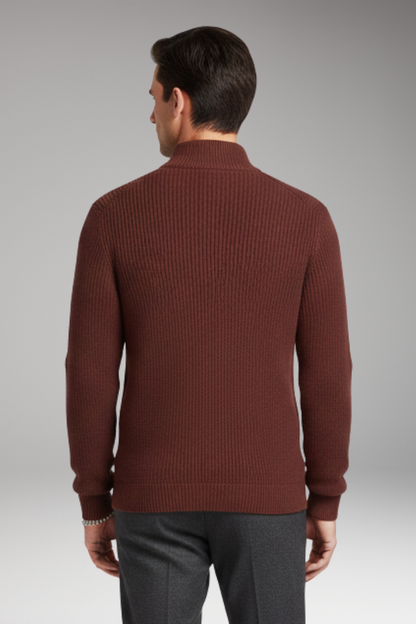 Men's Pullover Half-Zip Ribbed Sweater