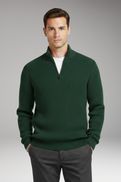 Men's Pullover Half-Zip Ribbed Sweater