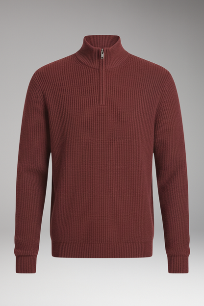 Men's Pullover Half-Zip Ribbed Sweater - Vonnera