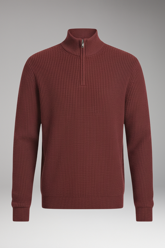 Men's Pullover Half-Zip Ribbed Sweater - Vonnera
