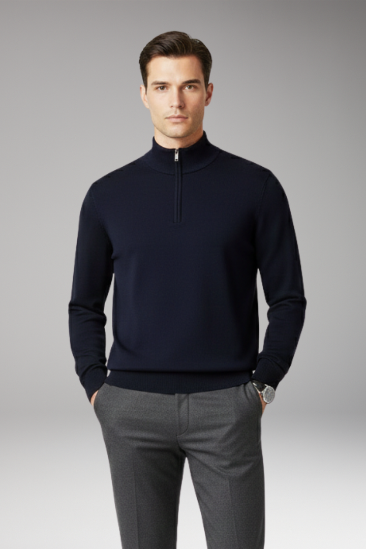 Men's Quarter Zip Pullover Ribbed Cuff