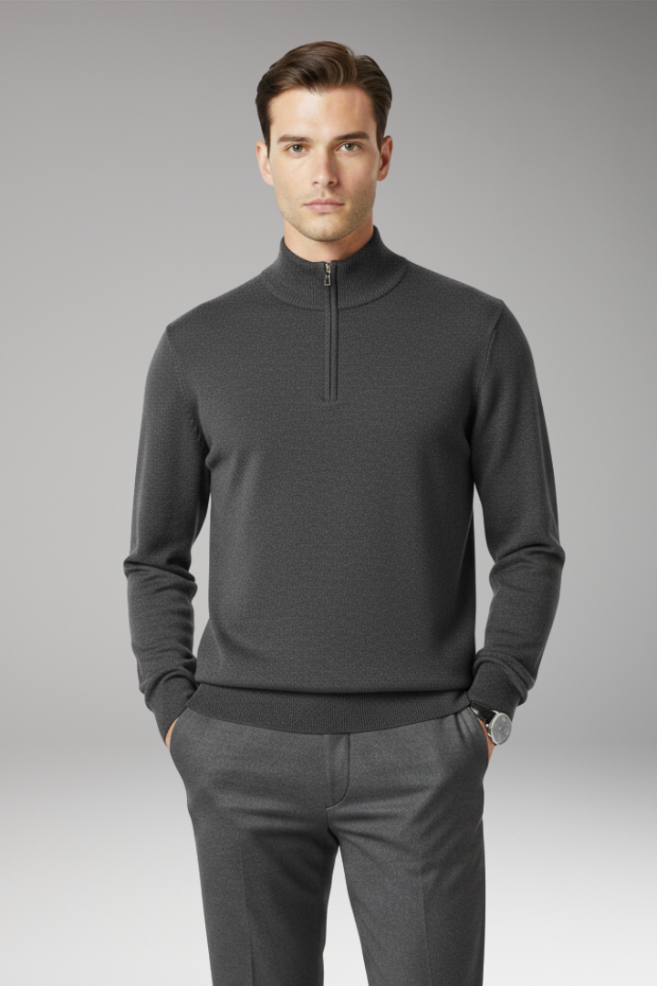 Men's Quarter Zip Pullover Ribbed Cuff