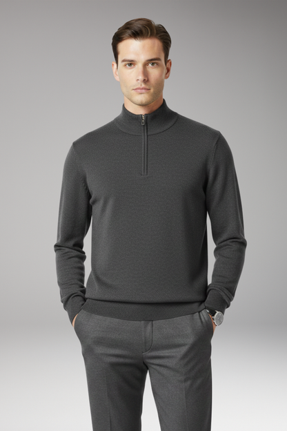 Men's Quarter Zip Pullover Ribbed Cuff