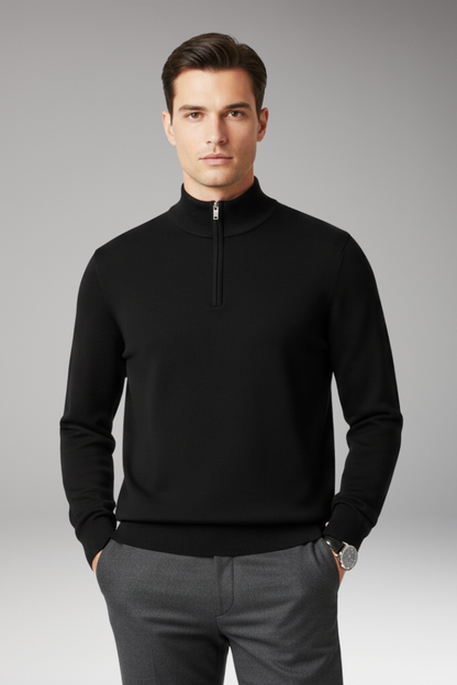Men's Quarter Zip Pullover Ribbed Cuff
