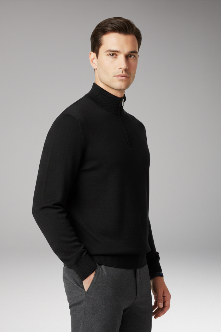Men's Quarter Zip Pullover Ribbed Cuff