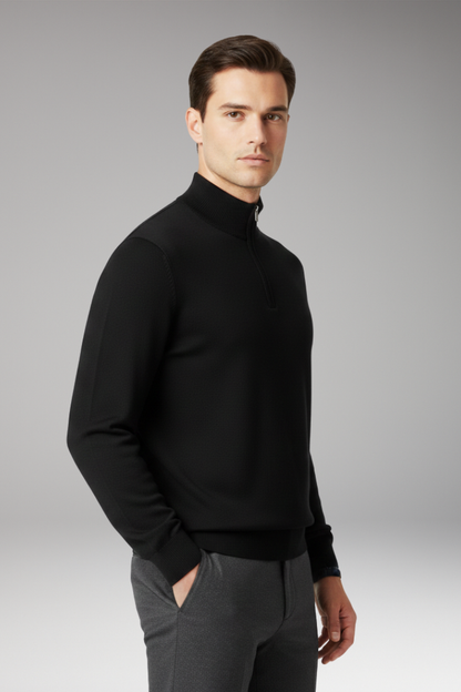 Men's Quarter Zip Pullover Ribbed Cuff