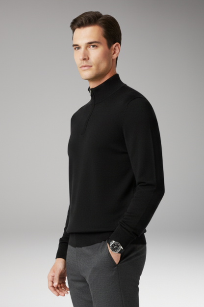 Men's Quarter Zip Pullover Ribbed Cuff