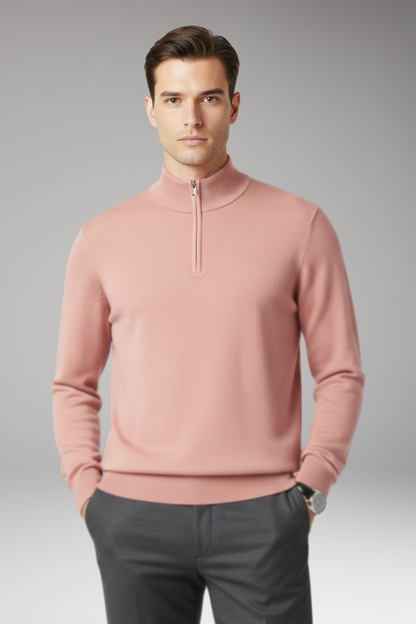 Men's Quarter Zip Pullover Ribbed Cuff