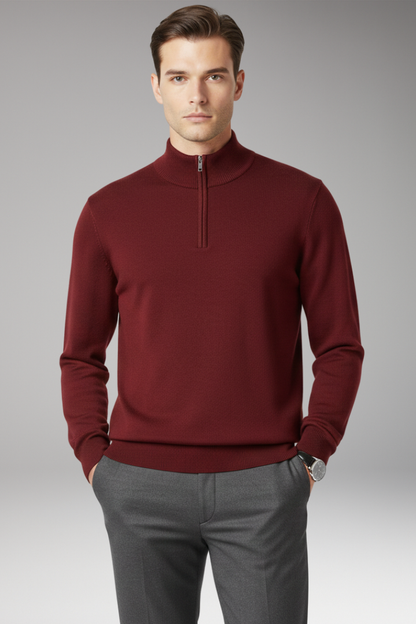 Men's Quarter Zip Pullover Ribbed Cuff