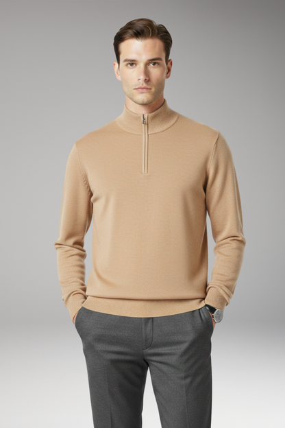 Men's Quarter Zip Pullover Ribbed Cuff