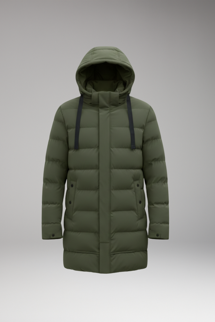 Men's Quilted Hooded Coat Waterproof Zip Front - Vonnera