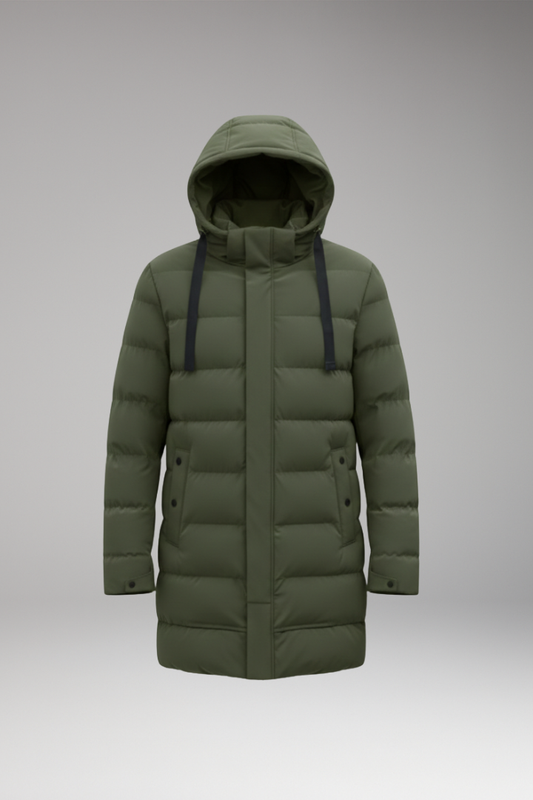 Men's Quilted Hooded Coat Waterproof Zip Front - Vonnera