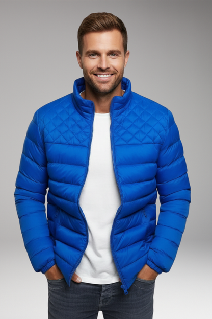 Men's Quilted Jacket Hooded Textured Outer