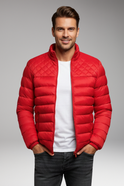 Men's Quilted Jacket Hooded Textured Outer