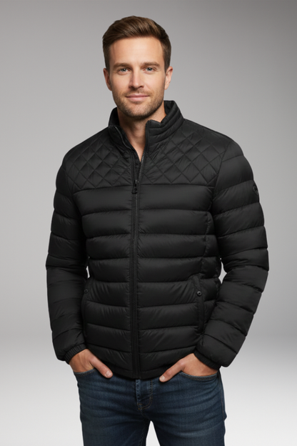 Men's Quilted Jacket Hooded Textured Outer