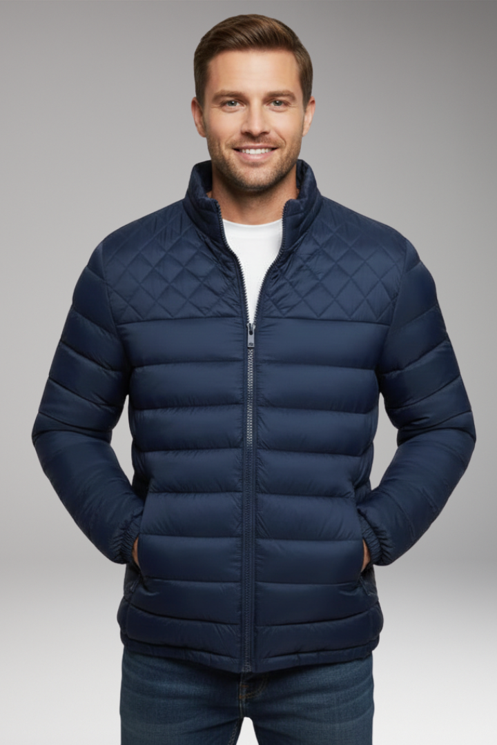 Men's Quilted Jacket Hooded Textured Outer