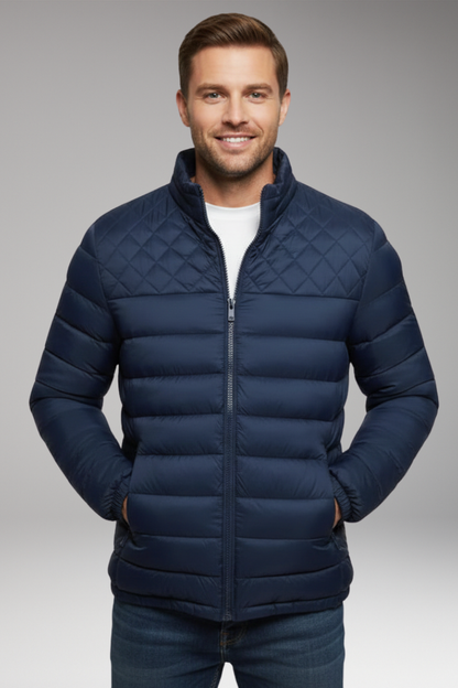 Men's Quilted Jacket Hooded Textured Outer