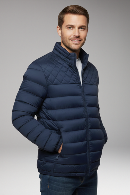 Men's Quilted Jacket Hooded Textured Outer