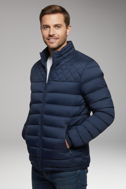 Men's Quilted Jacket Hooded Textured Outer