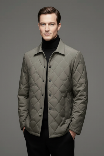 Men's Quilted Snap Button Jacket Padded Interior