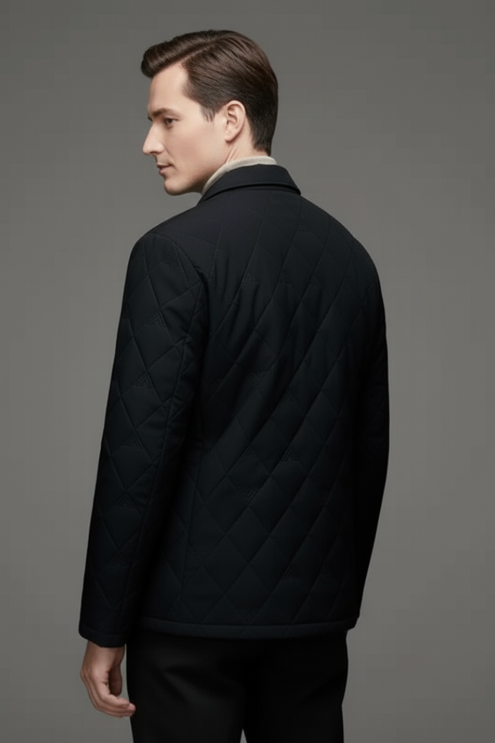 Men's Quilted Snap Button Jacket Padded Interior