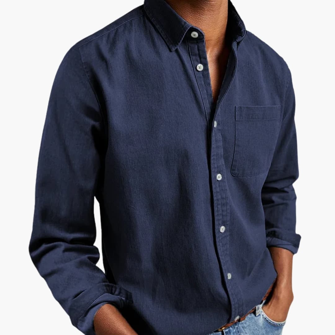 Men's Long Sleeve Button Down Shirt Relaxed Fit - Vonnera