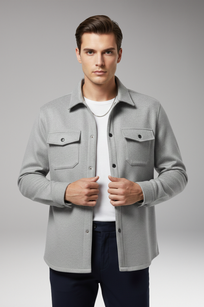 Men's Shirt Jacket Cotton Collar Chest Pockets