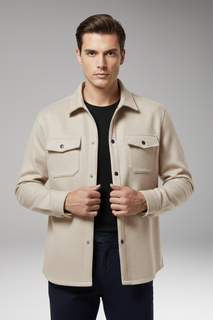 Men's Shirt Jacket Cotton Collar Chest Pockets