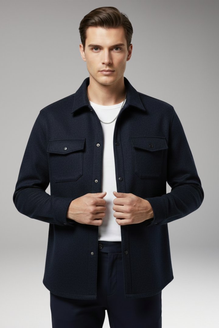 Men's Shirt Jacket Cotton Collar Chest Pockets