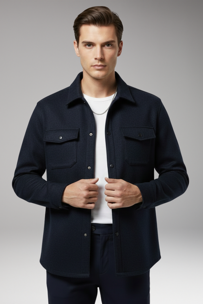 Men's Shirt Jacket Cotton Collar Chest Pockets