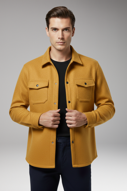 Men's Shirt Jacket Cotton Collar Chest Pockets