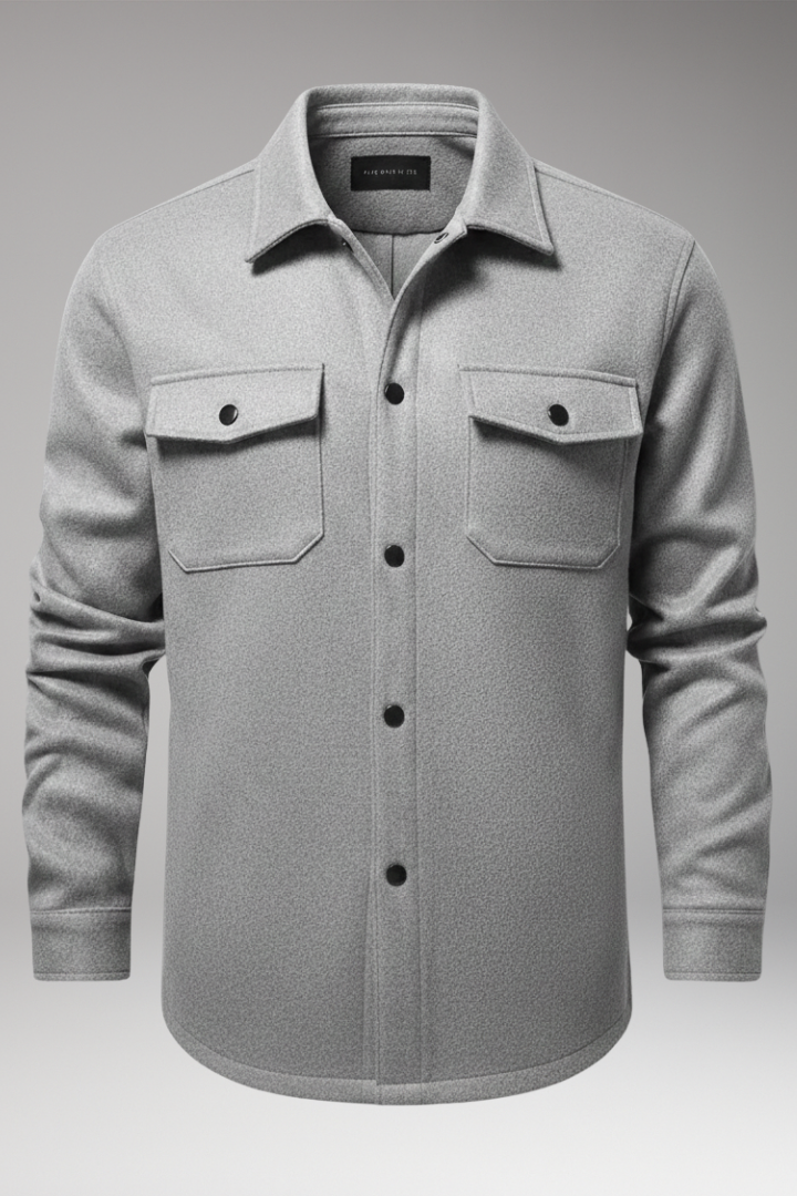 Men's Shirt Jacket Cotton Collar Chest Pockets - Vonnera