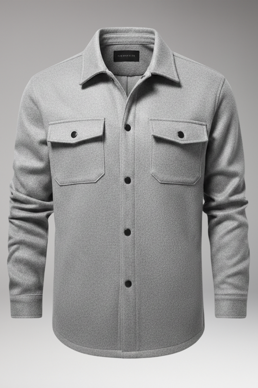 Men's Shirt Jacket Cotton Collar Chest Pockets - Vonnera