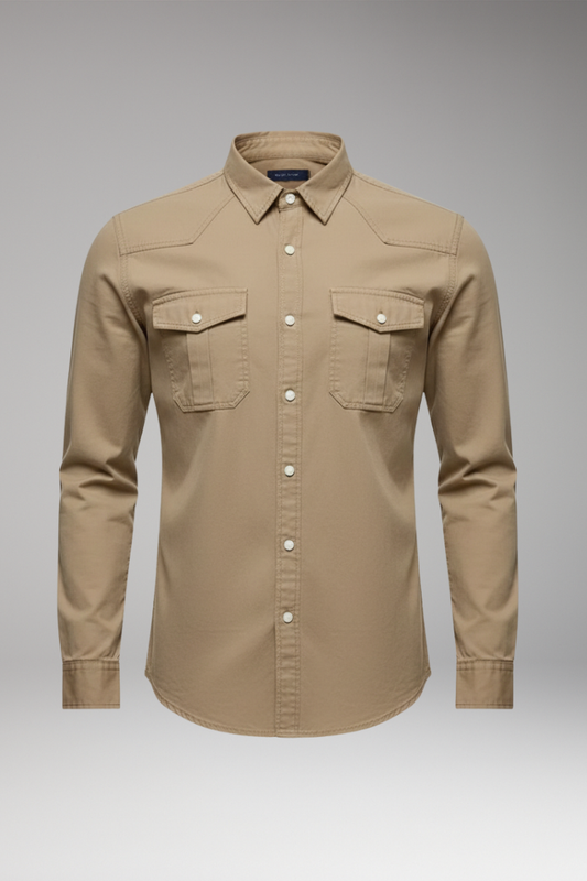 Men's Dress Shirt Button Front Chest Pockets - Vonnera