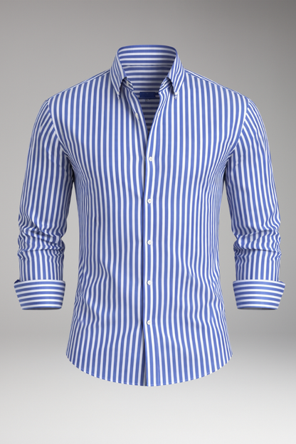 Men's Striped Dress Shirt Button Collar Cotton - Vonnera