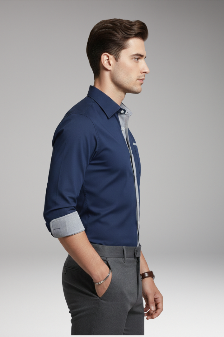 Men's Dress Shirt Contrasting Collar Cuffs