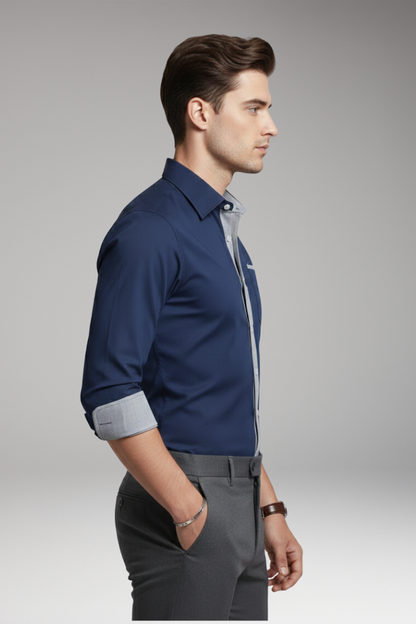 Men's Dress Shirt Contrasting Collar Cuffs