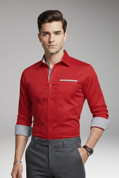 Men's Dress Shirt Contrasting Collar Cuffs