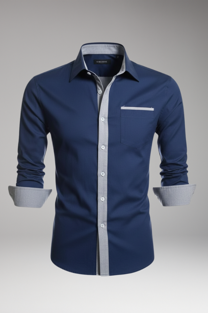 Men's Dress Shirt Contrasting Collar Cuffs - Vonnera